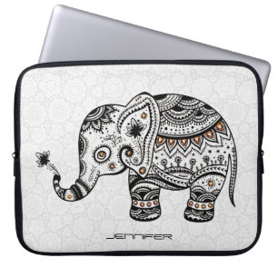 Cute Baby Elephant in black and Brown Diamonds Laptop Fodral