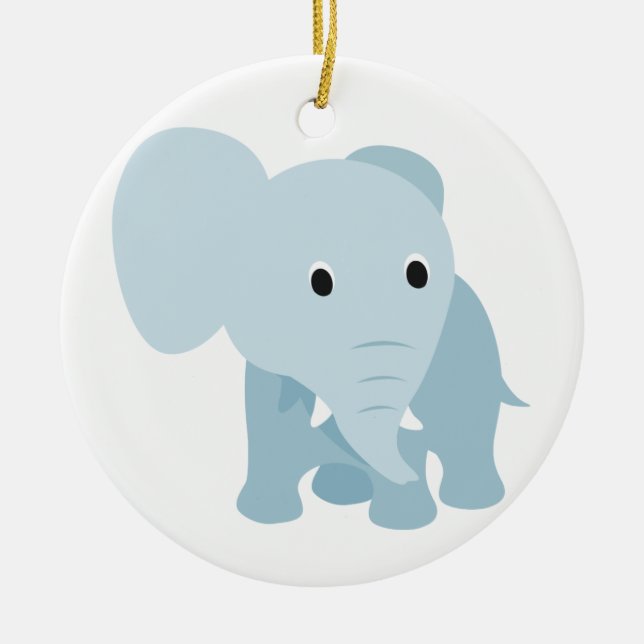 Cute Baby Elephant Julgransprydnad Keramik (Framsidan)