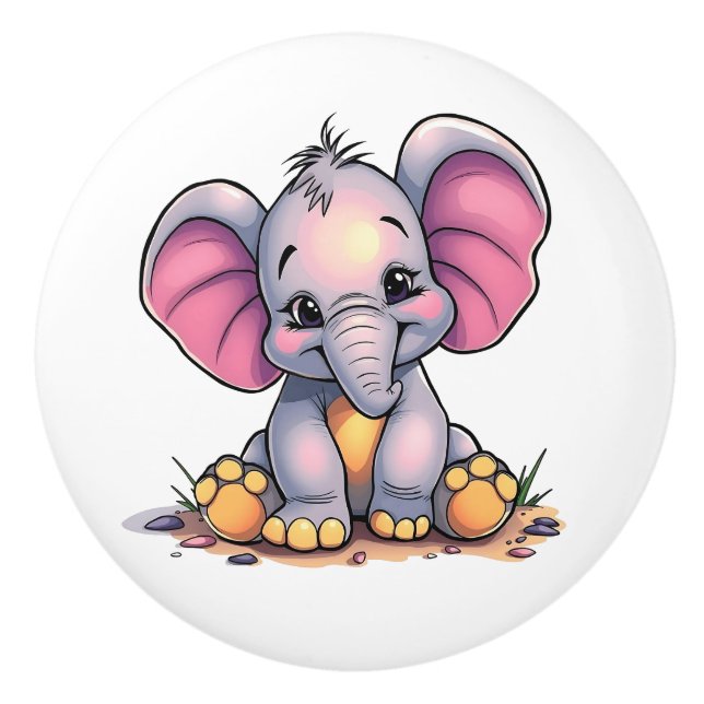 Cute Baby Elephant  Knopp (Framsidan)