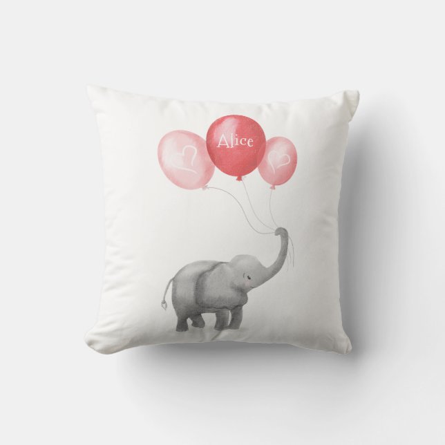 Cute baby elephant kudde (rosa) (Framsida)
