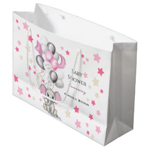 Cute Baby Elephant med Balloons Girl Baby Shower