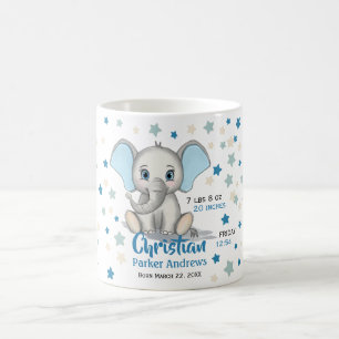 Cute Baby Elephant med Blue Öron Boy Birts Stats Kaffemugg
