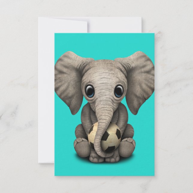 Cute Baby Elephant med fotbolls-bollar (Framsida)