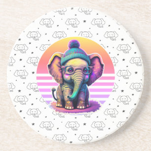 Cute Baby Elephant med glasögon och Beanie Underlägg