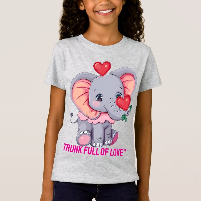 Cute Baby Elephant med Heart Balloon Kids T-shirt (Framsida)