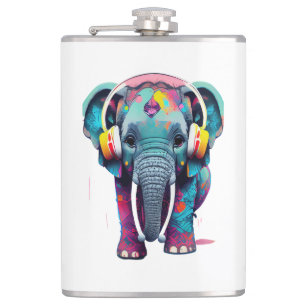 Cute Baby Elephant med hörlurar Fickplunta