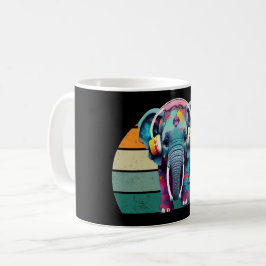 Cute Baby Elephant med hörlurar Kaffemugg