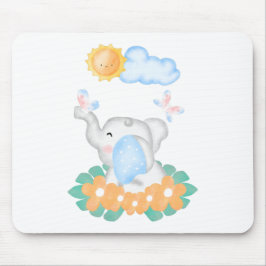 Cute Baby Elephant med orange blommor Musmatta