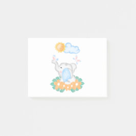 Cute Baby Elephant med orange blommor Post it Not Post-it Block