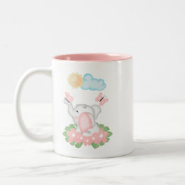 Cute Baby Elephant med rosa blommor Mugg