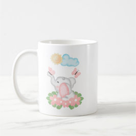 Cute Baby Elephant med rosa blommor Mugg