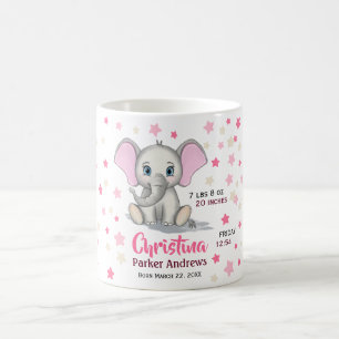 Cute Baby Elephant med Rosa Öron Girl Birgats Sta Kaffemugg