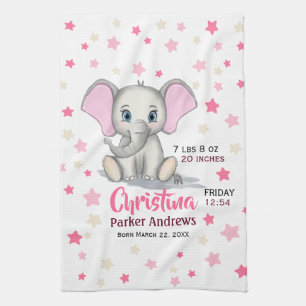 Cute Baby Elephant med Rosa Öron Girl Birgats Sta Kökshandduk