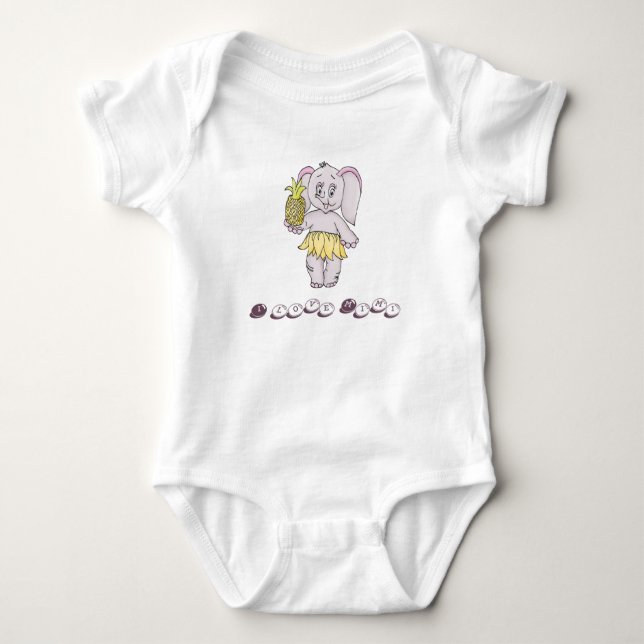 Cute Baby Elephant Modern Rosa I kärlek Mimi T Shirt (Framsida)