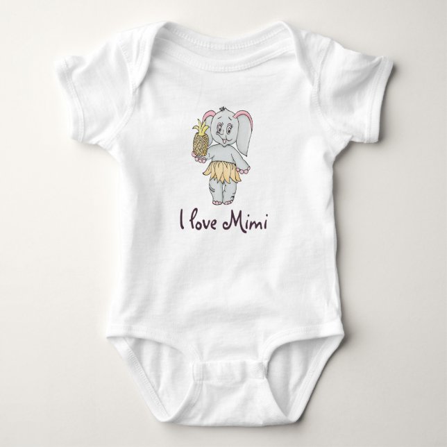 Cute Baby Elephant Modern Rosa I kärlek Mimi T Shirt (Framsida)