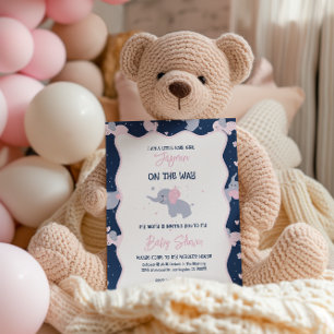 Cute Baby Elephant Mönster inbjuds till babyskor Spara Datumet