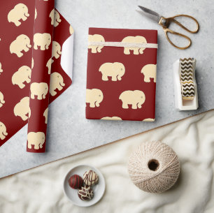 Cute Baby Elephant Mönster Red Presentpapper