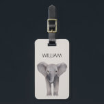 Cute Baby Elephant Namn  Bagagebricka<br><div class="desc">Söt baby-elefantillustration personlig namn-bagagemärke</div>
