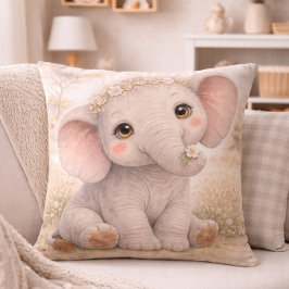 Cute Baby Elephant Neutral Nursery Kudde