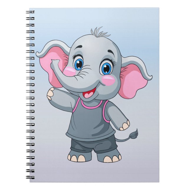 Cute Baby Elephant Notebook 6,5 x 8,75 tum Anteckningsbok (Framsidan)