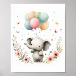 Cute Baby Elephant Nursery Art Poster