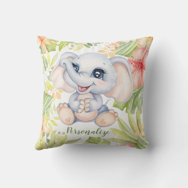 Cute Baby Elephant Nursery Decor Kudde (Baksida)