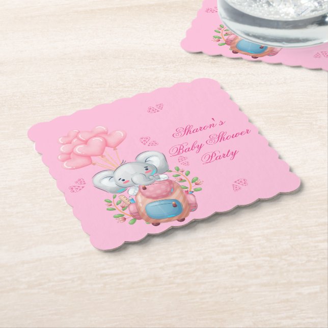 Cute Baby Elephant och Balloon | Babyskor Underlägg Papper (Vinklad)