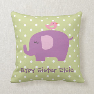 Cute Baby Elephant och Bird Personlig Pillow Kudde