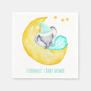 Cute Baby Elephant på Måne Baby Shower Pappersservett
