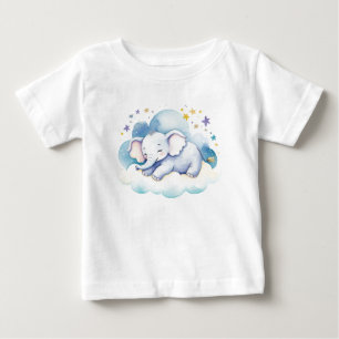 Cute Baby Elephant på Måne - T Shirt