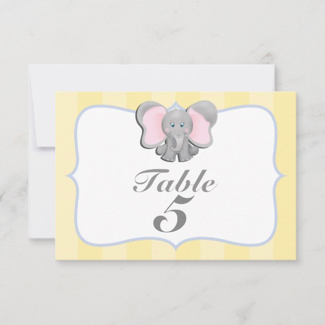 Cute Baby Elephant Party-Bordsnummer-kort nr 2 Inbjudningar (Framsida)