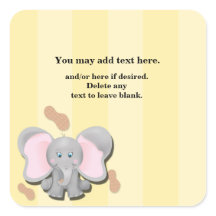 Cute Baby Elephant Peanuts Födelsedagsfest Sticker