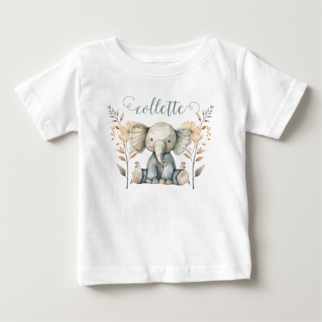 Cute Baby Elephant Personlig T Shirt (Framsida)
