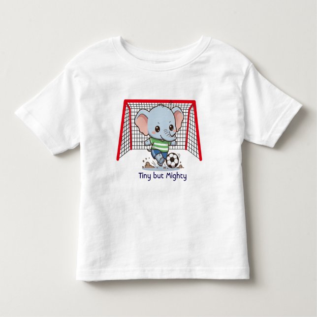Cute Baby Elephant Playing Soccer  T Shirt (Framsida)