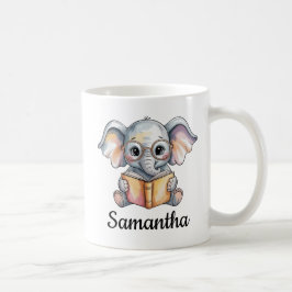 Cute Baby Elephant Reading a Book Custom Kaffemugg