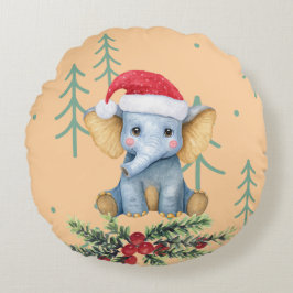 Cute Baby Elephant Safari Theme Rund Kudde