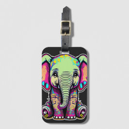 Cute Baby Elephant sitta digital illustration Bagagebricka