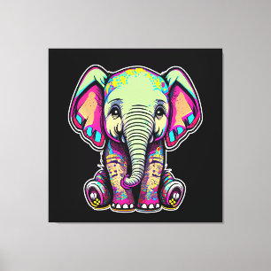 Cute Baby Elephant sitta digital illustration Canvastryck