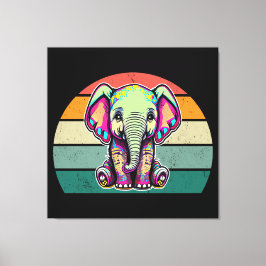 Cute Baby Elephant sitta digital illustration Canvastryck
