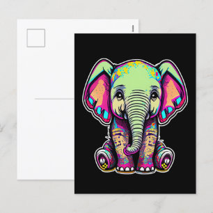 Cute Baby Elephant sitta digital illustration Helg Vykort