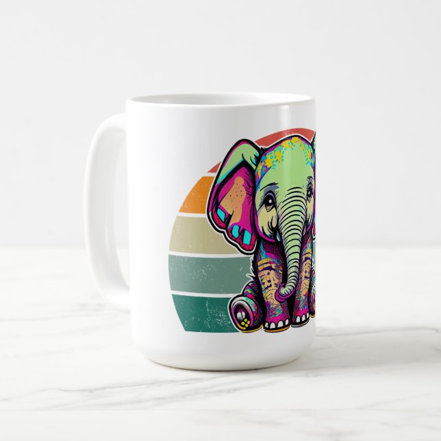Cute Baby Elephant sitta digital illustration Kaffemugg (Framsida vänster)