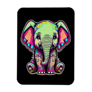 Cute Baby Elephant sitta digital illustration Magnet