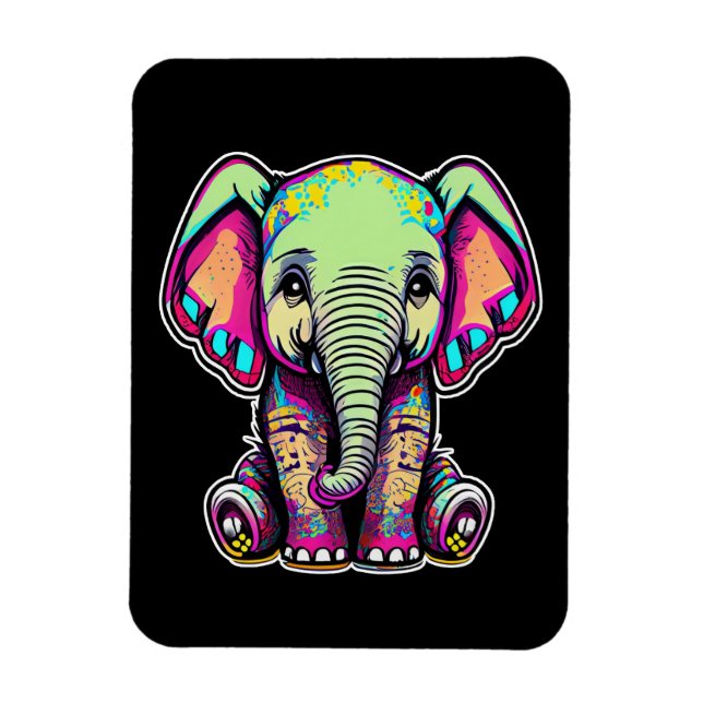 Cute Baby Elephant sitta digital illustration Magnet (Vertikal)
