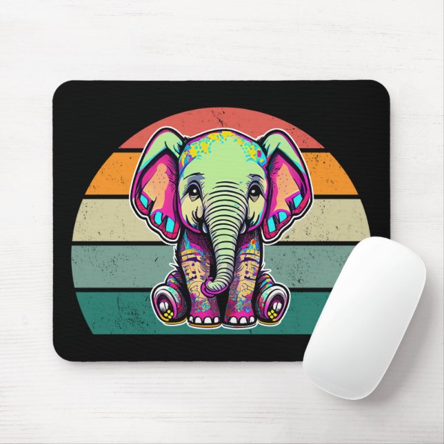 Cute Baby Elephant sitta digital illustration Musmatta (Med mus)
