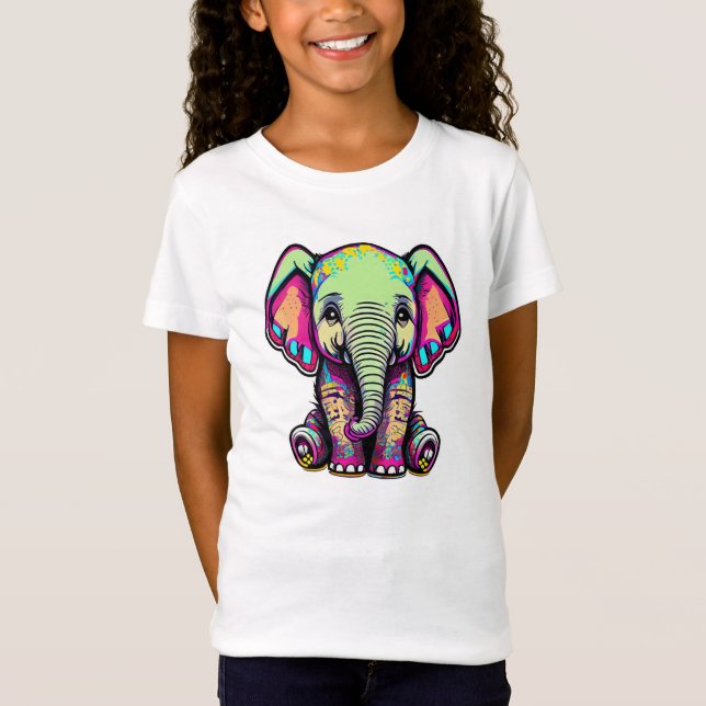Cute Baby Elephant sitta digital illustration T Shirt (Framsida)