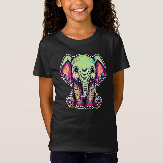 Cute Baby Elephant sitta digital illustration T Shirt (Framsida)