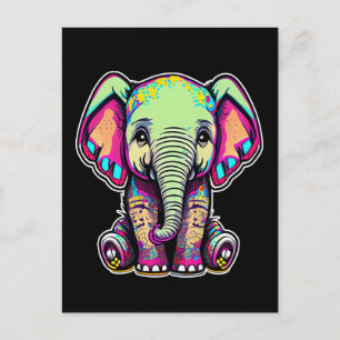Cute Baby Elephant sitta digital illustration Vykort