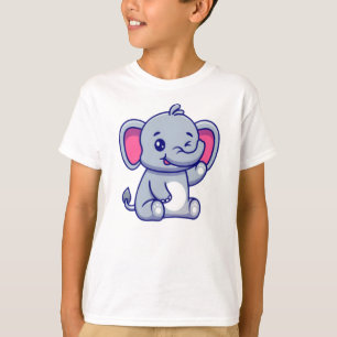 Cute Baby Elephant Sitta Tecknad T Shirt