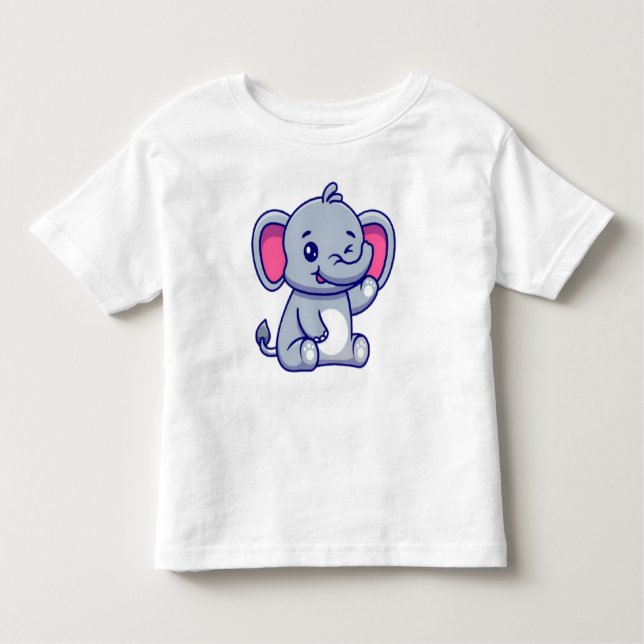 Cute Baby Elephant Sitting Cartoon-23800 T Shirt (Framsida)