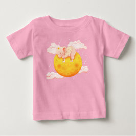 Cute Baby Elephant Spipande på Måne T Shirt